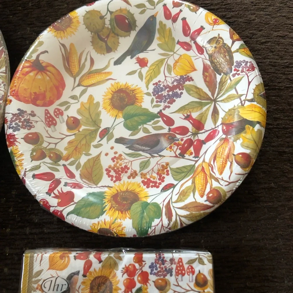 Autumn Place Setting 8 Plates Napkins Paper Fall Party Planning